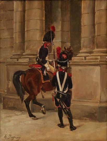 Henry Louis DUPRAY (Sedan 1841 - Paris 1909) 
Deux gardes napoléoniens
Sur sa toile...