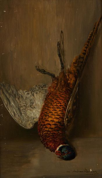 Théodore LEVIGNE (1848 - 1912) 
Nature morte au faisan
Huile sur toile signée en...