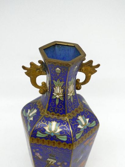 null CHINA



Small vase with cut sides in cloisonné enamel, the handles in gilt...