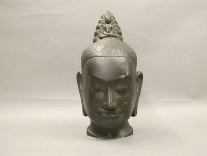 Large metal deity head. 
 
Size: 36 x 18.5...