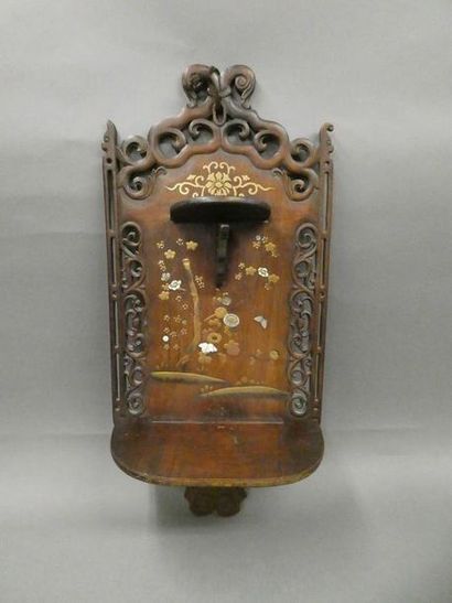 JAPAN 
 
Carved wood wall console with two...