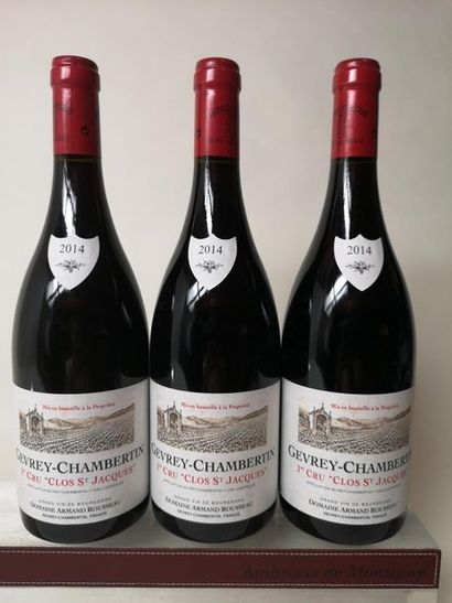 null 3 bouteilles GEVREY CHAMBERTIN 1er cru "Clos St Jacques" - A. Rousseau 2014...