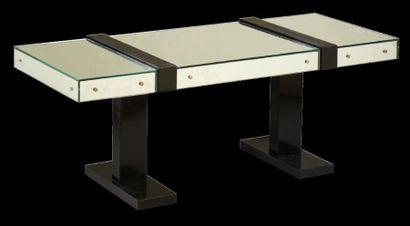 Jacques ADNET, attribué à 
Modernist coffee table with rectangular top entirely covered...