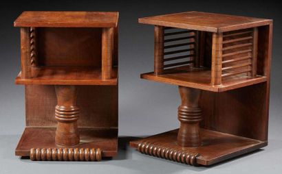 CHARLES DUDOUYT (1885-1946) 
Pair of oak bedside tables 
Circa 1930-1940 
H: 65 W:...