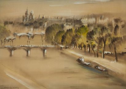 KATSURO HARA (XX) 
View of Paris
Drawing and watercolour on paper
Signed lower left...