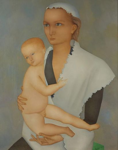 MARTIN ROCH (1905-1991) 
***Femme à l'enfant
Huile sur toile
Monogrammée en bas à...
