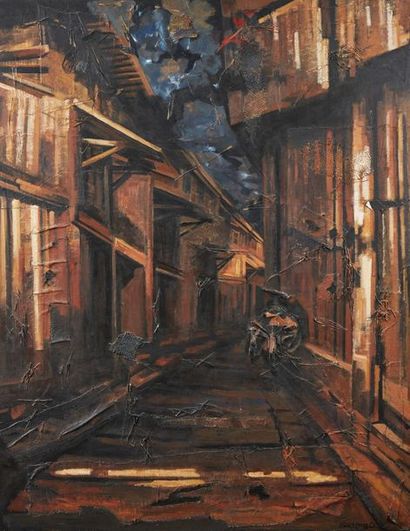 GAO ZENGLI (NÉ EN 1964) 
***Petite rue, 2003
Mixed media on canvas
Signed lower right...
