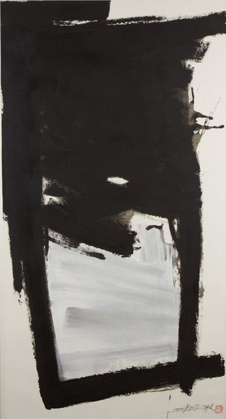 YANG XIAOJIAN (NÉ EN 1960) 
Abstract composition, 2012
Indian ink on rice paper pasted...