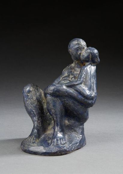 René BABIN (1919-1997) Le baiser
Sculpture en terre cuite patinée bleue et brun
Traces...