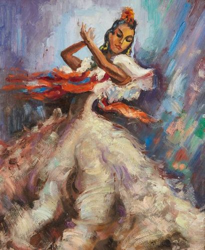 Paul Robert BAZE (1901-1985) 
Spanish dancer, 1954
Oil on canvas
Signed lower right...