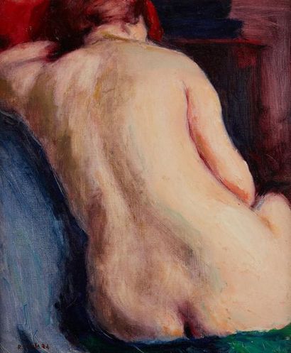 RENÉE HONTA (1894-1955) 
Femme nue de dos
Huile sur toile
Signée en bas à droite
54...