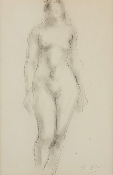 Robert WLERICK (1882-1944) 
Nude
Pencil drawing on paper
Signed lower right 28.5...