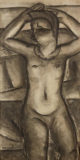 ANDRÉ AUGUSTE MAMBOUR (1896-1968) 
African
Fusain on paper
Signed lower left 101.5...