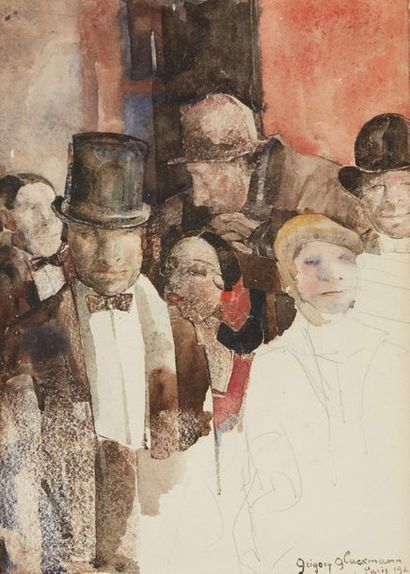 Grigory GLUCKMANN (1898-1973) 
***Dance Outing and The Costume Ball, 1926
Watercolour...