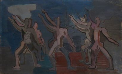 Paul STRECKER (1900-1950) 
Ballet grec
Huile sur toile
Signée en haut à droite
Titrée,...