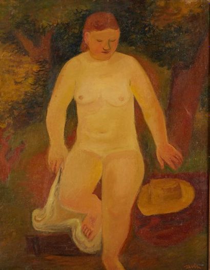 Maurice SAVIN (1894-1973) 
***Baigneuse,1944
Oil on canvas
Signed lower right, annotations,...