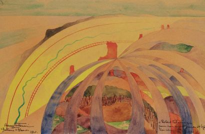 Henri VALENSI (1883-1960) 
***Ballons d'Alsace, 1920
Watercolour on paper
Signed,...