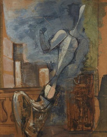 FEDOR LOWENSTEIN (1901-1946) 
***Composition surréaliste aux ruines antiques, 1932
Technique...
