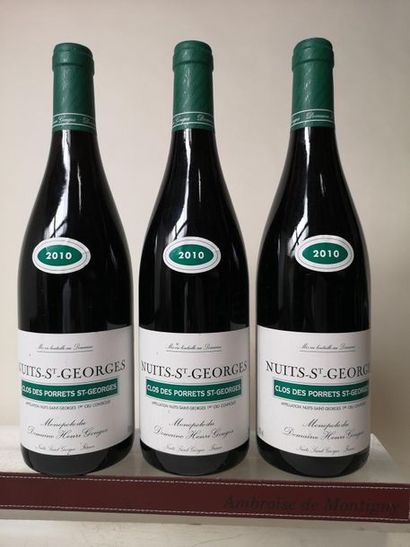 null 3 bouteilles NUITS St. GEORGES 1er cru "Clos des Porrets-St. Georges" - H. Gouges...
