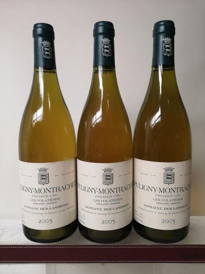 null 3 bouteilles PULIGNY MONTRACHET 1er cru "Les Folatières" - Domaine des LAMBRAYS...