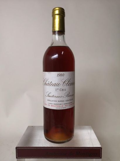 null 1 bouteille CHÂTEAU CLIMENS - 1er Cc Sauternes-Barsac 1980

Niveau haute ép...