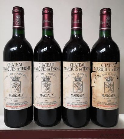 null 4 bouteilles CHÂTEAU MARQUIS de TERME - 4é GCC Margaux 1993

Etiquettes légèrement...