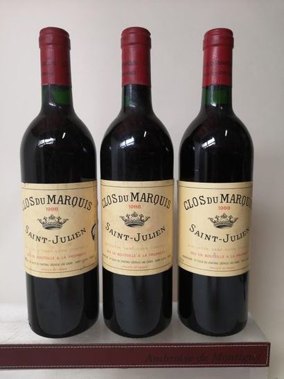 null 3 bouteilles CLOS du MARQUIS - Saint Julien 1988

Etiquettes légèrement gri...