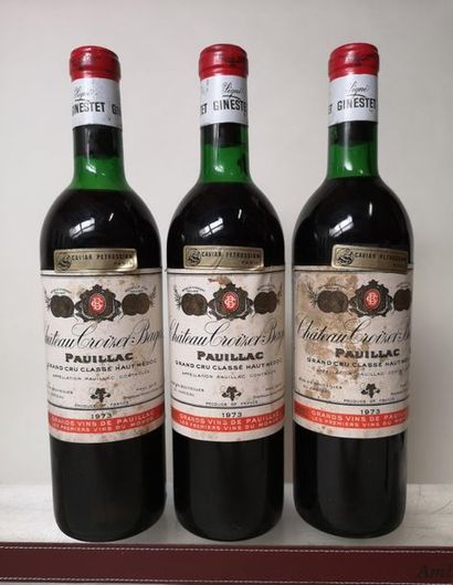 null 3 bouteilles CHÂTEAU CROIZET BAGES - 5é GCC Pauillac 1973

Etiquettes tâchées....