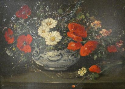 null Ecole Française du XIXè siècle
Nature morte au bouquet de fleurs
Huile sur toile,...