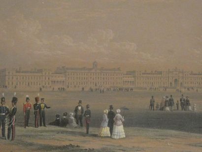 null Ecole Anglaise du XIXè siècle
Elégants devant un château
Gravure en couleurs
27x54cm...