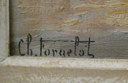 null Charles albert FORGELOT (1876-1975)
Scène de marché 
Huile sur panneau, signée...