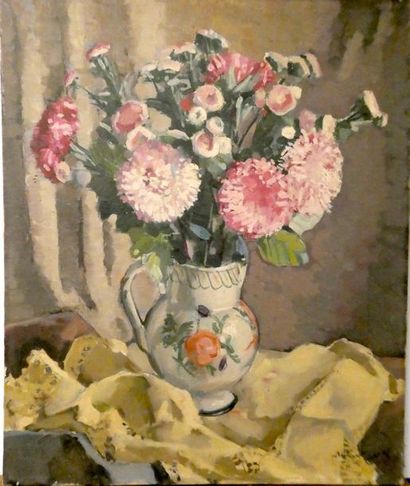 null Ecole Française vers 1920-1930
Bouquet de fleurs dans un vase
Huile sur toile,...