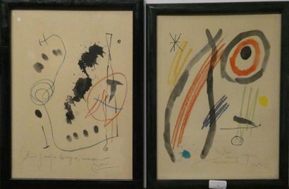 null MIRO JOAN d'après (1893-1983)
Deux lithographies en couleurs signées dans la...