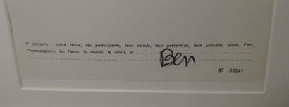 null BEN, né en 1935
Tout doit disparaitre
Affiche en noir et blanc, signée au feutre...