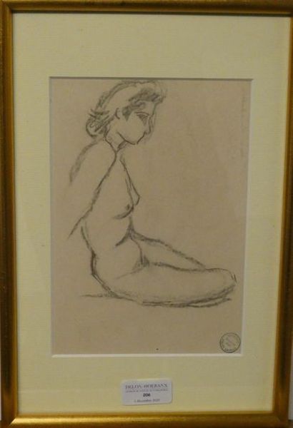 null Ecole Française, début Xxè siècle
Femme nue assise
Crayon sur papier, porte...