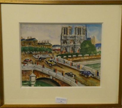 null LUCIEN GENIN (1894-1953)
Notre Dame de Paris
aquarelle sur papier, signée en...