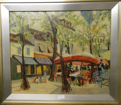 null Renée Anne BEJA (1908-1982)
Terrasse de café sous les arbres
Huile sur toile,...