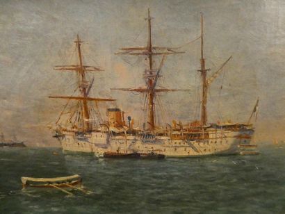null Eugène Baptiste E. DAUPHIN (1857-1930)
Bateau à vapeur trois mats de la marine...