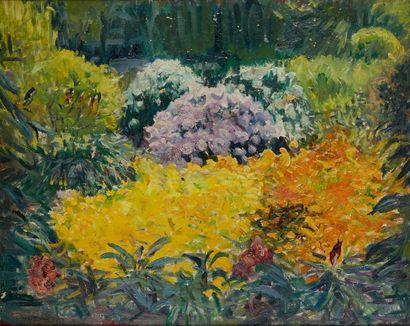 null André BARBIER (1883-1970)
Jardin en fleurs
Huile sur toile, signée en bas à...