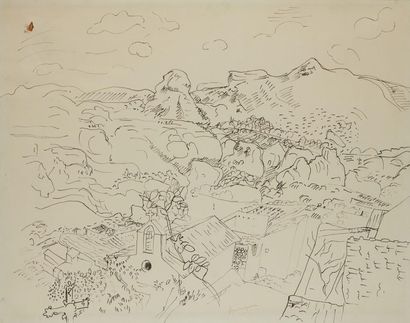 null Pierre AMBROGIANI (1907-1985)
Paysage montagneux du sud
Encre de chine sur papier,...