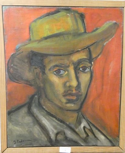 null Jacqueline PADOVANI (1929-2008)
Portrait d'homme au chapeau
Huile sur toile,...