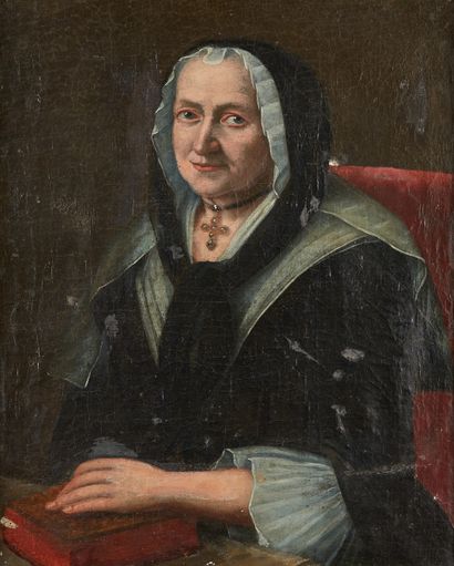 École FRANÇAISE du XVIIIe siècle Portrait de femme en robe noire
Huile sur toile
Dim....