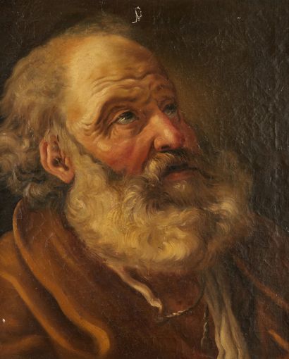 ÉCOLE FRANÇAISE VERS 1780, DANS LE GOÛT DE RIBERA Figure of a bearded man
Canvas.
Can...