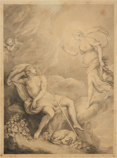 Ecole FRANCAISE vers 1800 
The sleep of Endymion
Jupiter and Antiope
Black and grey...