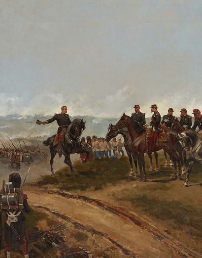 GEORGES HYON (NÉ EN 1855) 
La revue des troupes
Huile sur toile, signée en bas à...