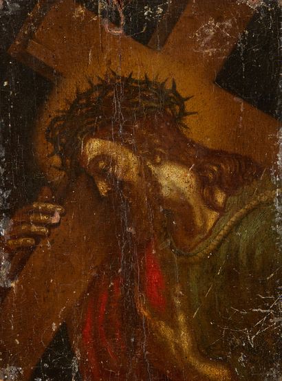 Dans le style du XVIIe siècle Christ portant sa Croix
Huile sur panneau
20 x 15 cm
(fente...