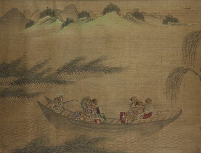 CHINE Paire de peintures sur tissu
Scènes de genre.
Dim. : 37,5x49 cm (à vue)
