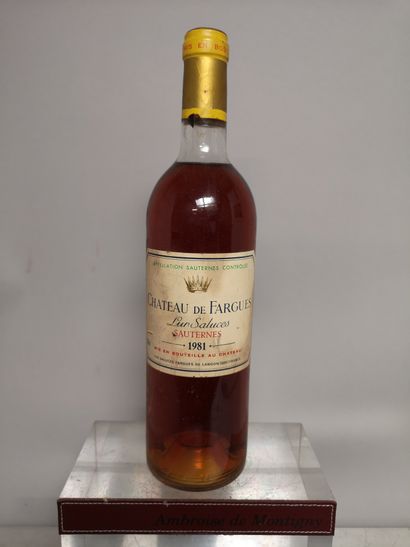 null 1 bouteilles Château de FARGUES - Sauternes 1981


Etiquette tachée. Légèrement...