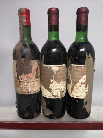 null 3 bouteilles Château BEL AIR MARQUIS D'ALIGRE - Margaux 1 bouteille de 1961...