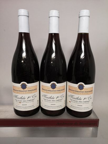 null 3 bouteilles MONTHELIE 1er Cru " Le Clou des Chênes" - Domaine S. DESCHAMPS...